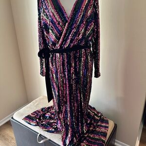 Eloquii Vibrant Sequin Long Sleeve Dress